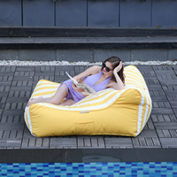 Sofá Puff Grande para Exteriores, Resistente al Sol y al Agua, de Tela de Olefina a Rayas, con Relleno, Tumbona para Patio