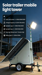 Tour d'éclairage LED solaire sur remorque, portable et mobile, pour la construction, l'exploitation minière, les utilisations extérieures et d'urgence, indice de protection IP66 - Product Image 5