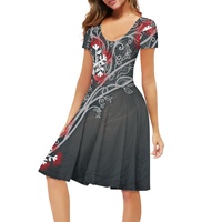 Robe de soirée ample et élégante à col en V, motif floral hawaïen, imprimé fleurs de Pohutukawa, grande taille, pour femme, robe décontractée d'été