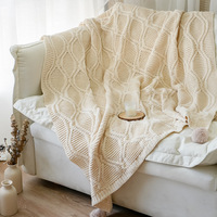 Nordic Sofa Verdickte Abdeckung Gestrickte Klimaanlage Reise Strick decke mit Kugel quaste