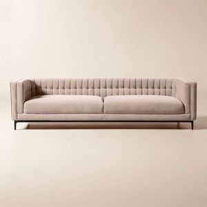 <span class=keywords><strong>Canapé</strong></span> en bois massif rembourré en <span class=keywords><strong>velours</strong></span> avec suspension à ressorts sinusoïdaux, <span class=keywords><strong>canapé</strong></span> Tuxedo de 104 pouces pour projet hôtelier - Product Image 6