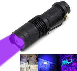 Mạnh mẽ mini tím <span class=keywords><strong>zoomble</strong></span> UV đèn pin uv <span class=keywords><strong>Torch</strong></span> 395nm 365nm UV LED ánh sáng màu đen cho thử nghiệm Ngọc Bích - Product Image 6