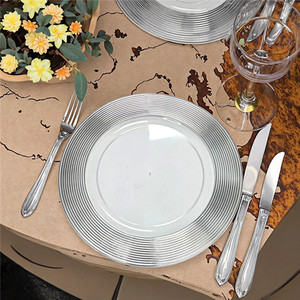 Platos Transparentes Redondos con Rayas Doradas y Plateadas de 13 Pulgadas para Decoración de Bodas y Fiestas en el Hogar - Product Image 2