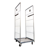 Cage de stockage pliable en acier, chariot à roulettes pour buanderie, conteneur à roulettes pour supermarché, équipement de stockage de marchandises logistique