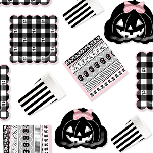 DAMAI Nouvel ensemble de vaisselle en papier personnalisé pour Halloween, décorations sur le thème de la citrouille, assiettes, gobelets et serviettes en papier pour Halloween - Product Image 3