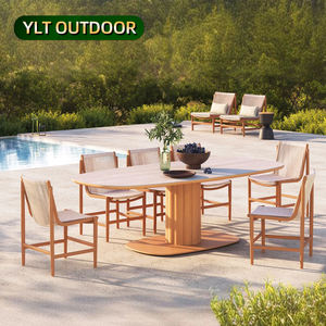 Ensemble de mobilier de <span class=keywords><strong>jardin</strong></span> haut de gamme sur mesure pour hôtel, style champêtre, table et chaises de cour, résistant à l'eau et aux rayons UV, fabrication en usine - Product Image 1