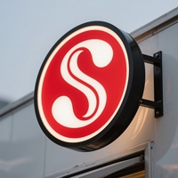 Enseigne publicitaire personnalisée avec logo, affichage 3D en acier inoxydable, bandes LED rétroéclairées, boîte lumineuse circulaire étanche pour la décoration