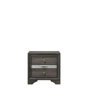 DB Naima finition grise table de chevet luxe moderne Style européen intelligent armoire de chevet à 2 tiroirs pour appartement chambre panneau bois - Product Image 6
