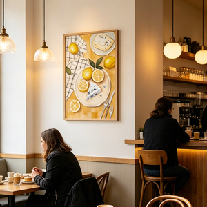 Impression sur toile « Nature morte au citron et au fromage », Art mural pour cuisine de ferme, Peinture décorative sur le thème de la nourriture pour salle à manger - Product Image 2