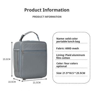 Sac isotherme réutilisable carré avec logo personnalisé, grande capacité, pour hommes et femmes, boîte à lunch - Product Image 3