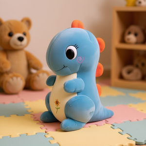 Cute Blue Velvet <b>Dinosaur</b> Plush Toy, 40cm Huggable Stuffed <b>Animal</b> with Soft Cotton Filling, Hypoallergenic, Ideal for Kids Aged - Product Image 2