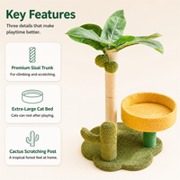 Arbre à chat en forme de palmier en gros avec lit pour chat, griffoir en sisal, petite tour en bois pour chats d'intérieur OEM ODM