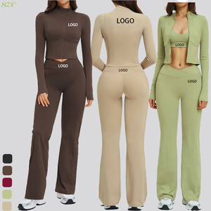 Nouvel ensemble décontracté 2 pièces pour femme, taille haute élastique, respirant, sensation seconde peau, idéal pour le sport, la course, la gym et l'entraînement en extérieur - Product Image 5