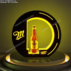 Honwin LED Alcoholic Drink Wine Spirits Beverages Glorifier Display Miller Lite High Life Genuine Draft Beer Bottle Presenter