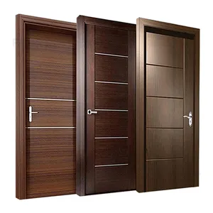 Dernière conception simple moderne bois noyer portes en bois maison portes intérieures HDF MDF chambre d'hôtel bois mélamine porte fabricant