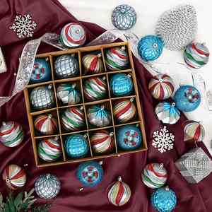 Nuevas Decoraciones Navideñas Personalizadas Transfronterizas, Bolas de Árbol de Navidad de Plástico Pintadas de 8 cm, Adornos Colgantes para Fiestas, Caja de 6 Unidades - Product Image 2