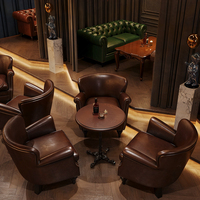 Canapé de bar à cigares et whisky de style américain moderne, table et chaises pour café, combinaison de mobilier commercial extérieur pour hôtel, chaise Tiger