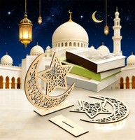Décoration Ramadan : Lune et étoile ajourées, signes de mosquée, cadeaux islamiques Aïd Moubarak, décoration lune autoportante en acrylique et MDF