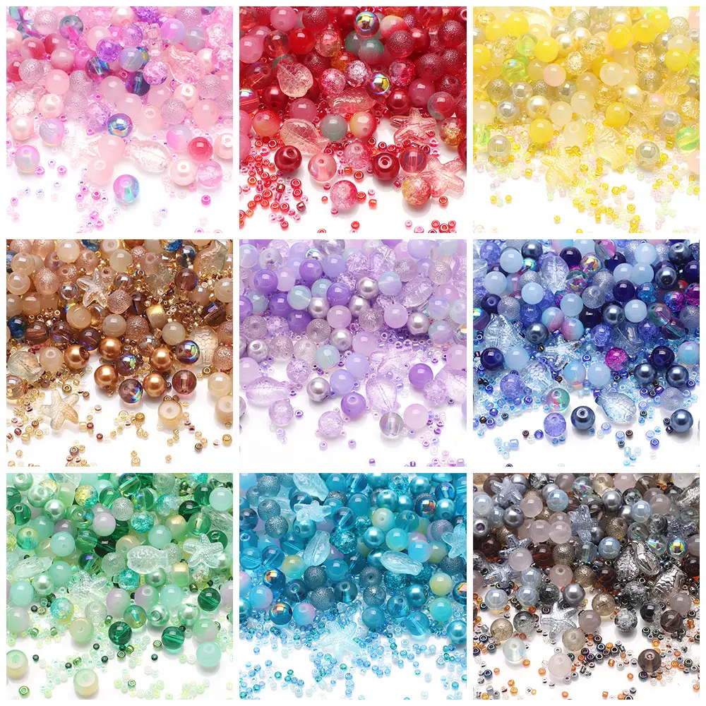 50g/Bag Mixed Color & Size & Shape Total Loose Austria Glass Seed Beads for Kids Jewelry DIY Making Accessories
