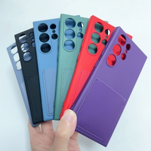 Mô Hình Mới Chất Lỏng Silicone Điện Thoại Di Động Trường Hợp PU Bằng Tay Khâu Thẻ Túi Chất Lượng Cao Thẻ Điện Thoại Trường Hợp Đối Với <span class=keywords><strong>Samsung</strong></span> <span class=keywords><strong>Galaxy</strong></span> S24 Siêu Trường Hợp - Product Image 5