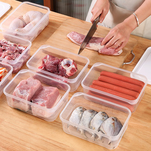 <b>Refrigerator</b> Freezer Meat Box Rectangle Plastic Lid Food Grade Airtight Storage <b>Container</b> For Meat And Fish Preservation - Product Image 1