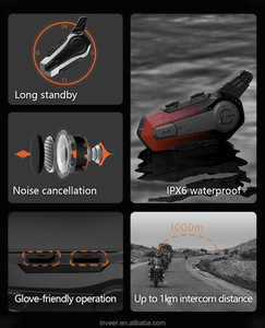 <span class=keywords><strong>Intercomunicador</strong></span> para Motocicleta Inveer, Paquete Doble, Auriculares Bluetooth 5.0, <span class=keywords><strong>Intercomunicador</strong></span> de 1000m para Motociclistas, Resistente al Agua IP65 X1Plus - Product Image 3