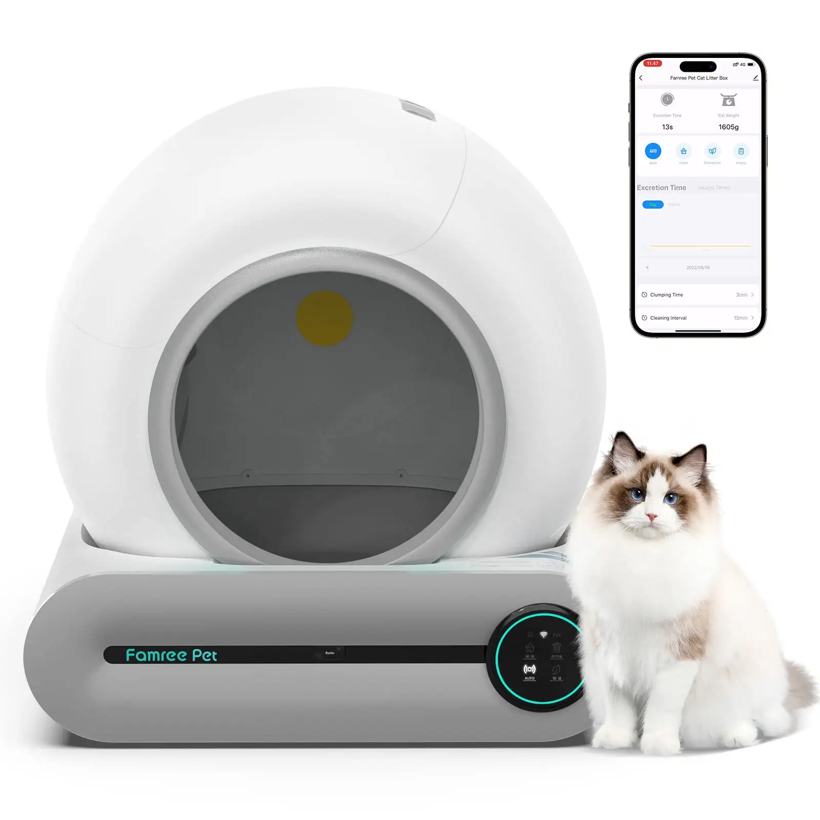 Bac à litière autonettoyant intelligent pour chats Bac à litière automatique automatique pour chats surdimensionné