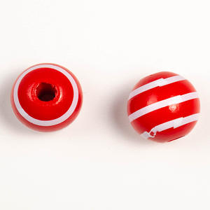 Perles en bois à rayures rondes en bois colorées naturelles de 16MM pour la fabrication de bijoux - Product Image 4