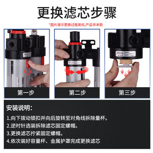 ตัวกรองอากาศนัทส์ รุ่น BC3000 แบบ 3 จุด พร้อมเกจวัดแรงดันสำหรับคอมเพรสเซอร์ - Product Image 4