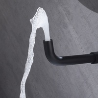Robinet de lavabo encastré mural moderne et simple en cuivre électroplaqué noir, avec ensemble de douche intégré pour eau froide et chaude