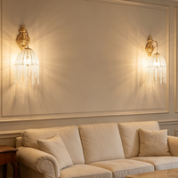 Applique murale de luxe en cristal K9 avec pampilles dorées, lampe murale LED moderne, luminaire de haute qualité pour villa, chambre et salon
