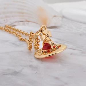 Collier Orbe Planétaire Stéréo Empress Dowager Version Haute Tendance, Chaîne de Clavicule Orbe OVNI Rouge, Bijoux pour Femme - Product Image 4