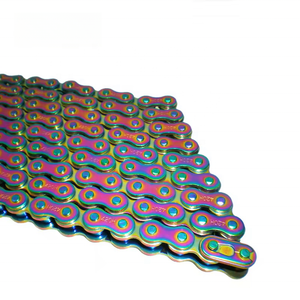 Chaîne à rouleaux de transmission de moto Rainbow Jet Fuel multicolore 415 420 428 <span class=keywords><strong>520</strong></span> <span class=keywords><strong>525</strong></span> 530, chaînes à rouleaux à usage intensif avec joint torique et joint en X - Product Image 1