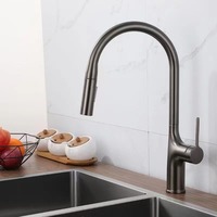 Keran Dapur Modern Satu Gagang Tarik Turun dengan Inti Katup Keramik Pemasangan Satu Lubang untuk Penggunaan Hotel