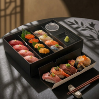 Boîte à sushi portable de type tiroir, en carton, multi-compartiments, avec boîte à sauce intégrée, conteneur à emporter, boîte bento, pour collations