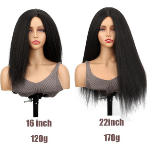 Perruque synthétique noire longue et droite, style Yaki, pour femme – Offre spéciale - Product Image 2