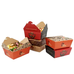 Caja de embalaje desechable para comida rápida, embalaje de papel kraft para comida rápida, pollo, almuerzo, restaurante