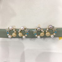SHDIYAYUN Vente en gros Boucles d'oreilles à clous en forme d'étoile de mer en plaqué or 18 carats avec perle d'eau douce Accessoire de bijoux