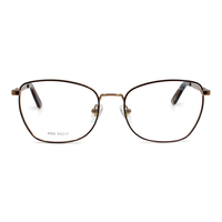 Kacamata Bingkai Optik Nyaman Berbingkai Penuh Persegi Logam Baja Tahan Karat Kacamata Vintage untuk Uniseks Model Sara 6302 Semua