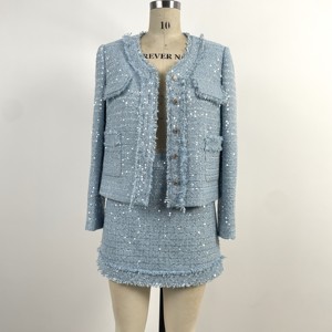 OEKO <span class=keywords><strong>Tweed</strong></span> di alta qualità personalizzato due pezzi Set elegante da donna per incontri di lavoro - Product Image 1