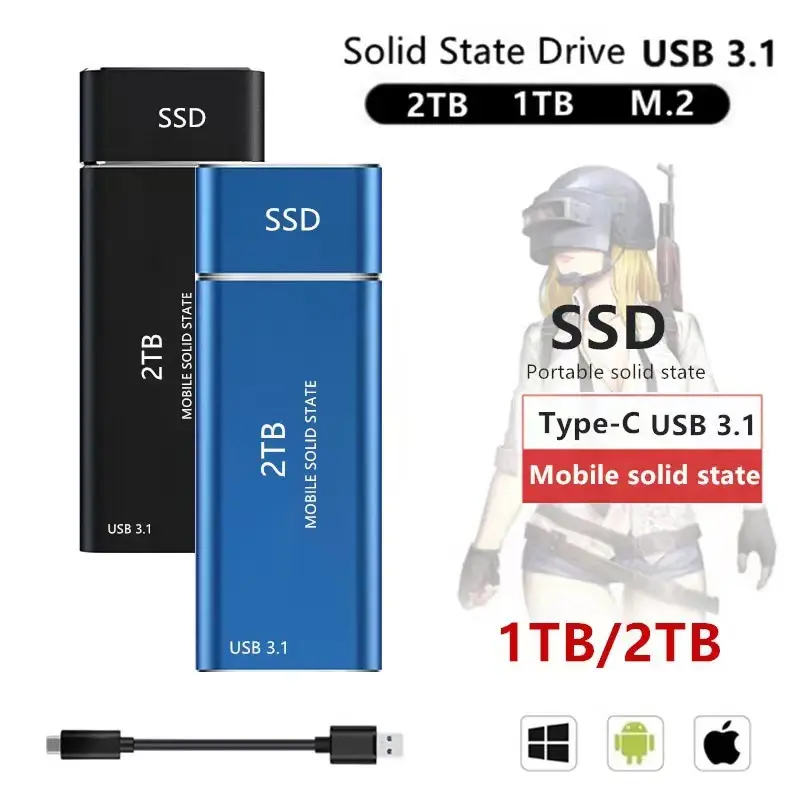 กำหนดเป้าหมายฮาร์ดไดรฟ์ภายนอก M2 Type-C ความเร็วสูงมาก,ฮาร์ดไดรฟ์1Tb Ssd Nvme 128 128Gb 256GB 512GB 1TB Ssd Mini Ssdusb3.1 Type-C 2Tb