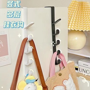Over Door <b>Hooks</b> 5 Gang Black White <b>Hook</b> Type Clothing Organizer For Bags Bedroom <b>Kitchen</b> Storage Rack - Product Image 1
