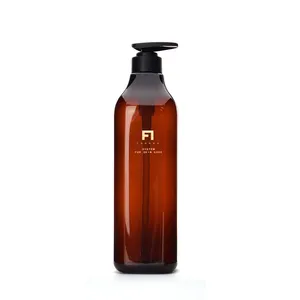 amber plastic bottles 500ml 600ml 1000ml cosmetic container 500ml amber bottle with pump