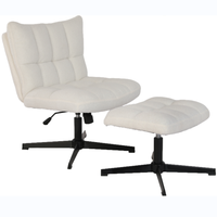 Chaises de canapé simple paresseux en velours teddy moderne Chaise de canapé de salon de luxe avec pouf