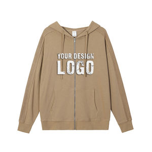 America Fashion Drop Shoulder Zipped Oversized Men's Hoodie Street Casual Solid Color Loose Zip Mens <b>Cardigan</b> Hoodies Coat - Product Image 1