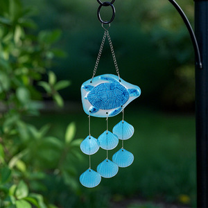 Tortue bleue verre vent cloche fait à la main petit frais suspendu décoratif porte fenêtre pendentif créatif transfrontalier pour <span class=keywords><strong>Amazon</strong></span> métal - Product Image 2