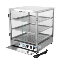 Vitrine chauffante pour comptoir, présentoir à pizza à 2 niveaux avec porte en verre