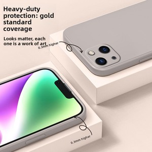 Coque de téléphone en silicone liquide de couleur unie pour <span class=keywords><strong>Iphon13</strong></span> et 13pro, Protection à 360 degrés, bord droit, Design Simple, unisexe, blanc ivoire - Product Image 6