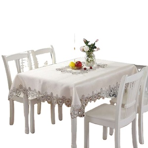 Tovaglia quadrata ovale in pizzo bianco per tavoli rettangolari <span class=keywords><strong>tovaglie</strong></span> tavolo Cove festa di nozze - Product Image 1