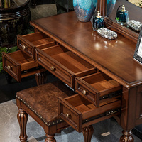 Vente directe d'usine, coiffeuse en bois massif de style américain à prix avantageux, avec miroir et tiroirs, design simple, table de maquillage en bois de chêne